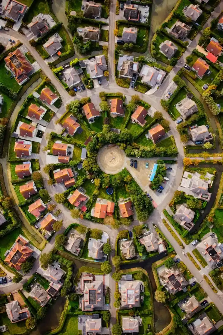 Aerial property plan with fence, deck, pool, driveway, concrete, asphalt, lighting, and retaining wall project areas