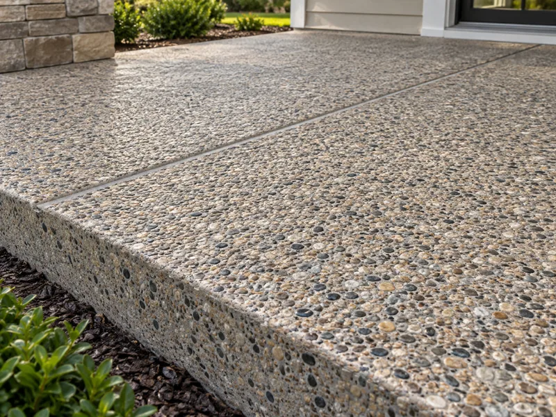 Exposed aggregate concrete surface finish example