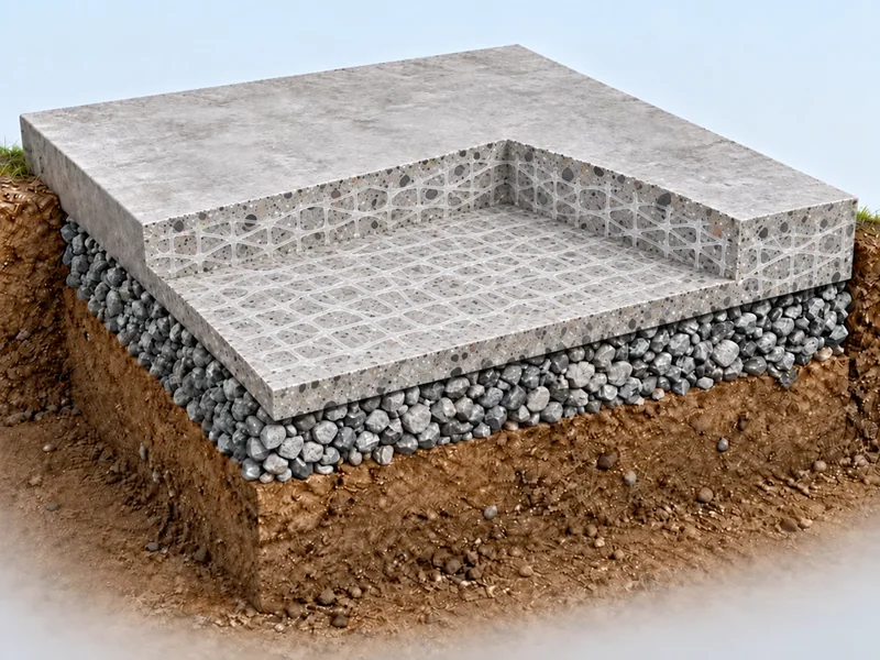 Fiber mesh concrete reinforcement cutaway