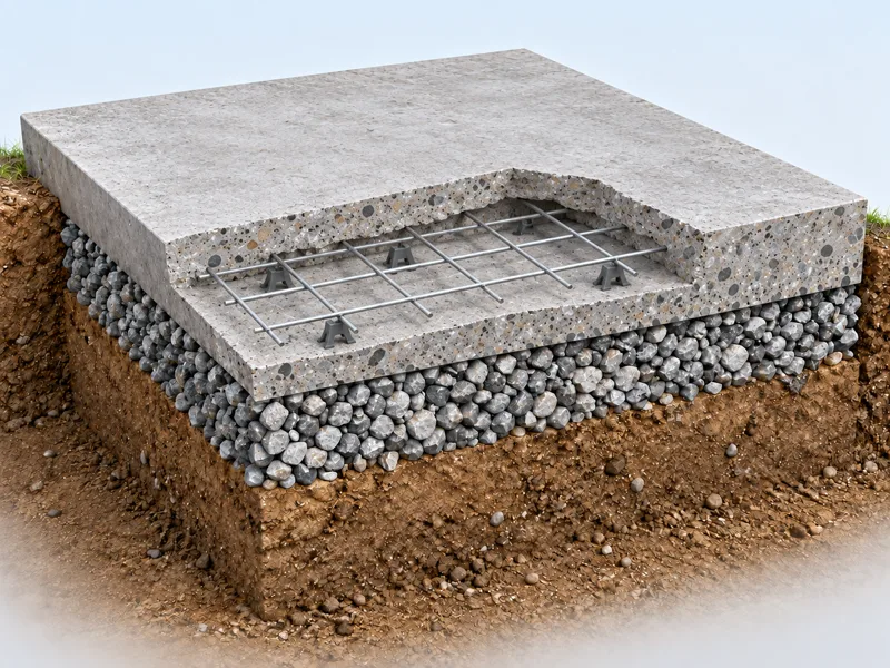 Welded wire mesh concrete reinforcement cutaway