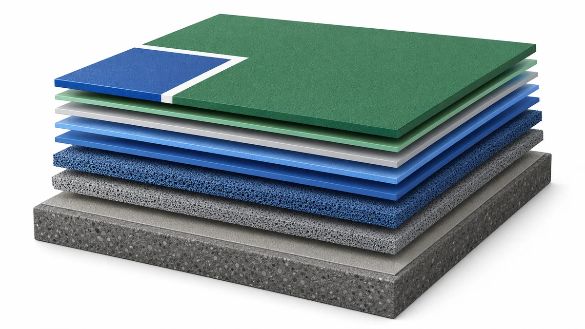 Tennis court surface layers and equipment planning