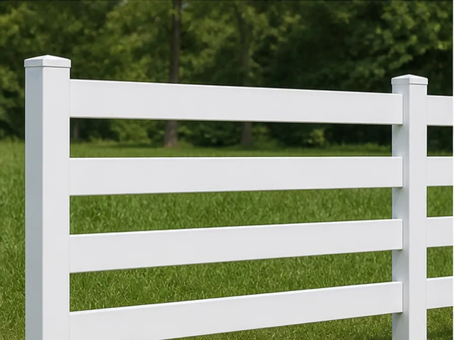 Vinyl farm rail 4 rail fence detail