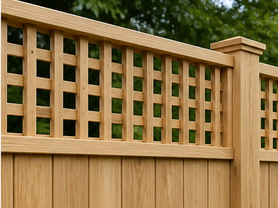 Wood privacy Lattice top fence detail