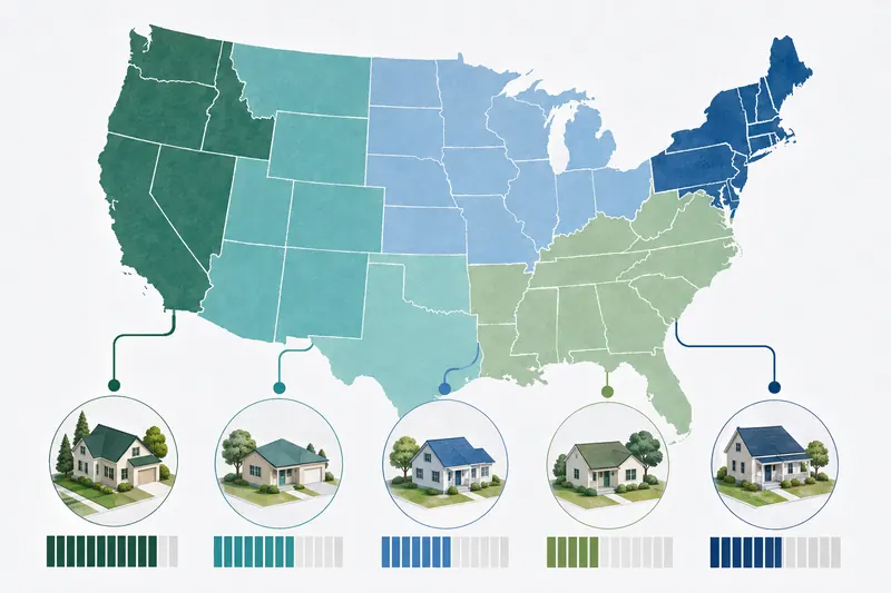 United States map illustrating differences in regional cost levels