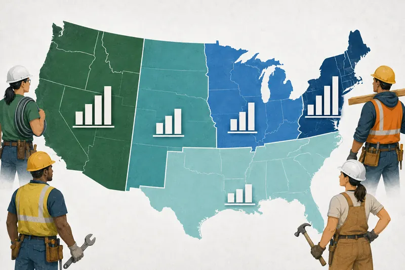 Skilled construction trades connected to a regional wage map