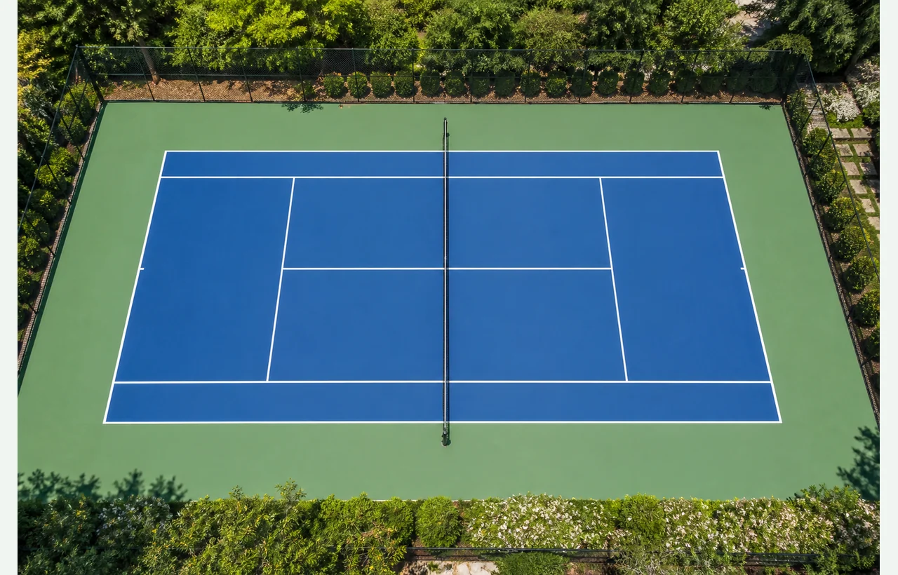 Residential tennis court with acrylic surface