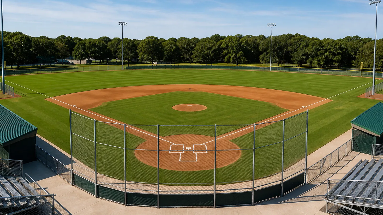 Baseball and softball field planning with infield and backstop context