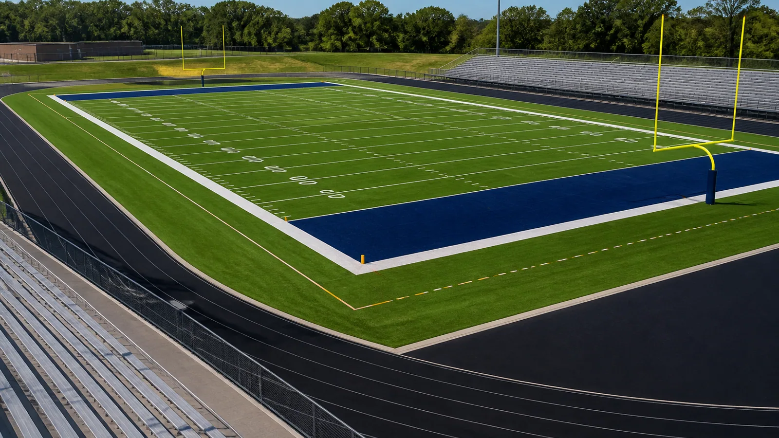 Football field planning with rectangular turf and markings
