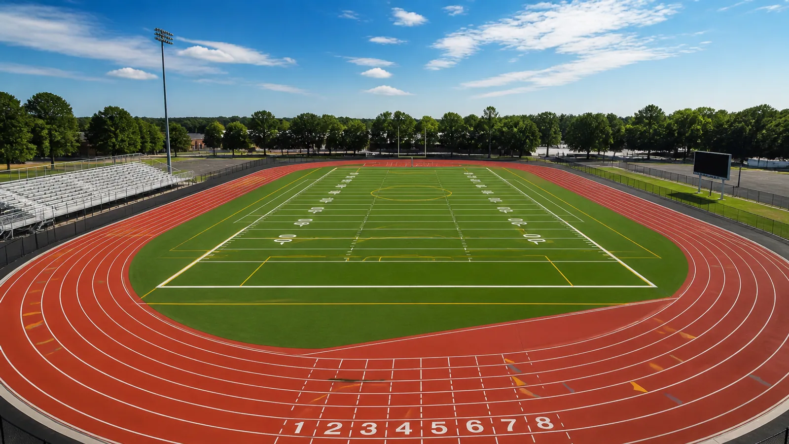 Running track planning with lanes and field center