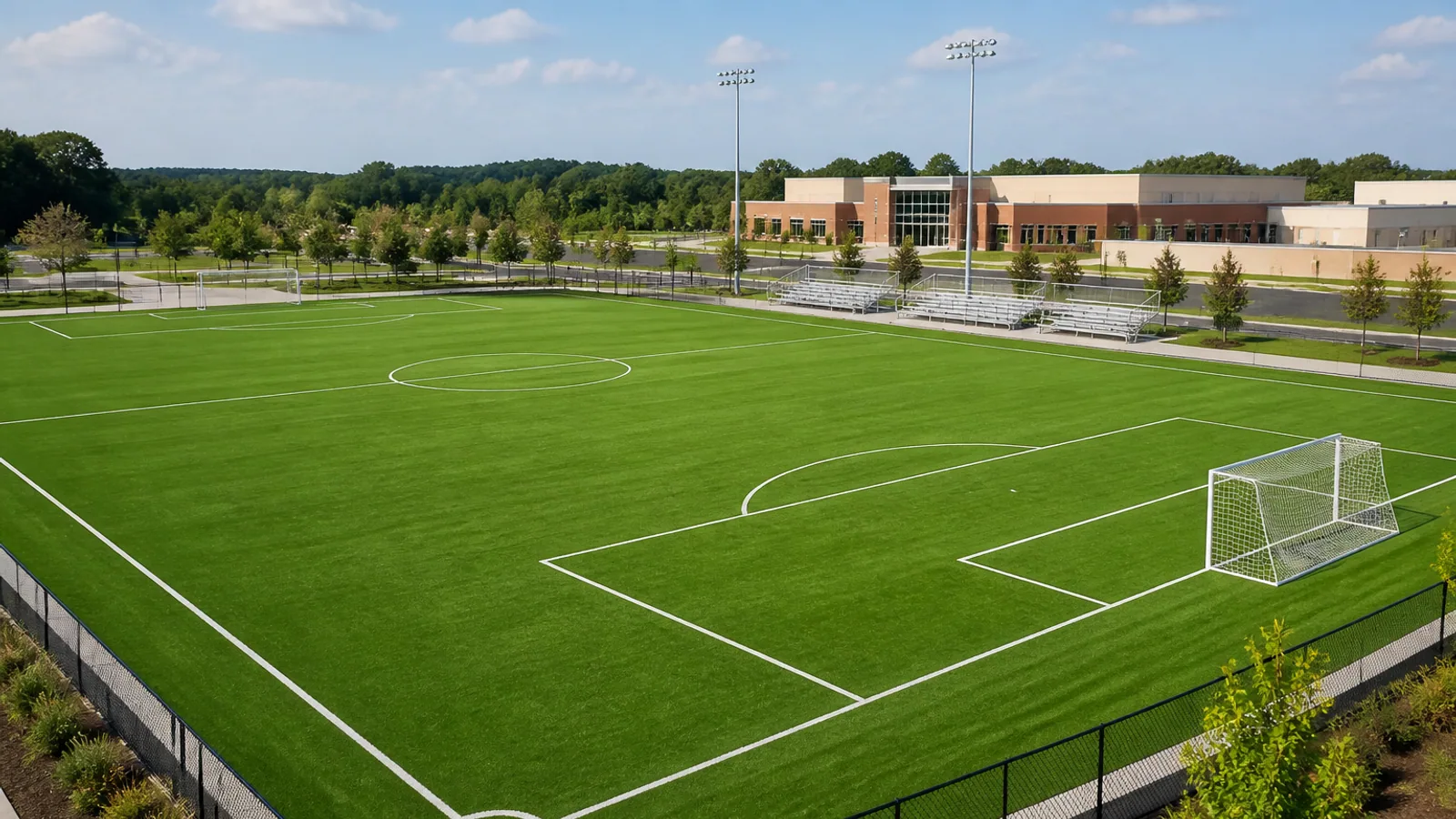 Soccer field planning layout with turf and field markings